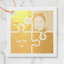 Romantische puzzelstukjes houden van jou bedankjes labels