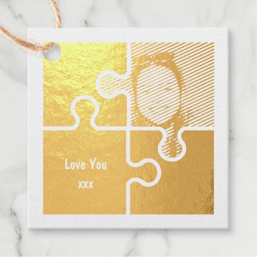 Romantische puzzelstukjes houden van jou bedankjes labels (Voorkant)