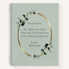 Romantische quote gepersonaliseerde eucalyptus notitieboek