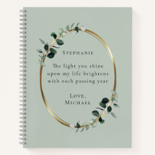 Romantische quote gepersonaliseerde eucalyptus notitieboek
