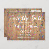 Romantische Rainbow Confetti Save the Date Boho Aankondigingskaart (Voorkant / Achterkant)