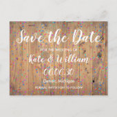 Romantische Rainbow Confetti Save the Date Boho Aankondigingskaart (Voorkant)