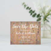 Romantische Rainbow Confetti Save the Date Boho Aankondigingskaart (Staand voorkant)