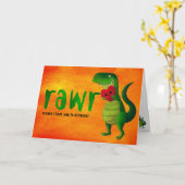 Romantische RAWR T-rex Dinosaurus Kaart (Gele Bloem)