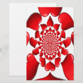 Romantische Red Hearts Patroon Art Print Briefpapier (Voorkant / Achterkant)
