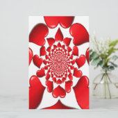 Romantische Red Hearts Patroon Art Print Briefpapier (Staand voorkant)