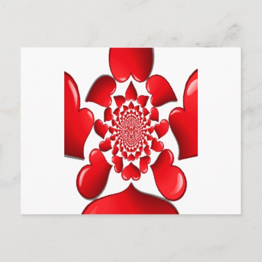 Romantische Red Hearts Patroon Art Print Feestdagenkaart (Voorkant)