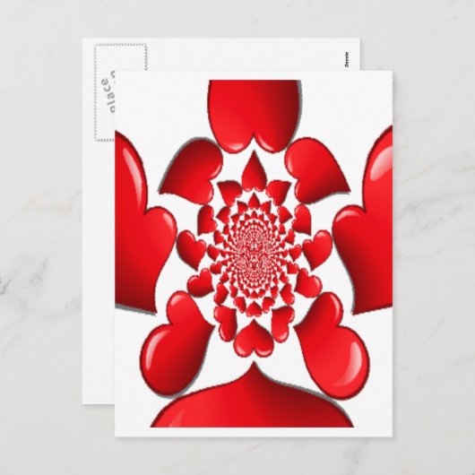 Romantische Red Hearts Patroon Art Print Feestdagenkaart (Voorkant / Achterkant)