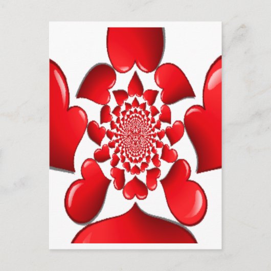 Romantische Red Hearts Patroon Art Print Feestdagenkaart (Voorkant)