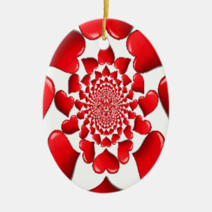 Romantische Red Hearts Patroon Art Print Keramisch Ornament