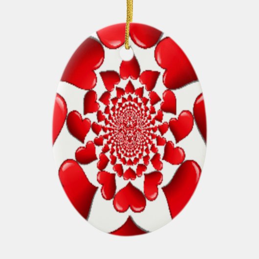 Romantische Red Hearts Patroon Art Print Keramisch Ornament (Voorkant)