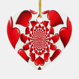 Romantische Red Hearts Patroon Art Print Keramisch Ornament