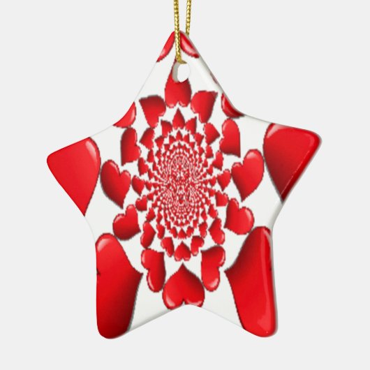 Romantische Red Hearts Patroon Art Print Keramisch Ornament (Links)