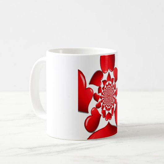 Romantische Red Hearts Patroon Art Print Koffiemok (Voorkant links)