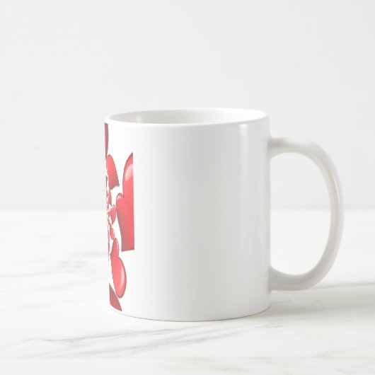 Romantische Red Hearts Patroon Art Print Koffiemok (Rechts)
