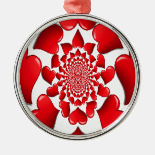 Romantische Red Hearts Patroon Art Print Metalen Ornament