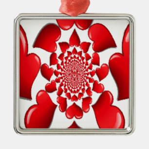 Romantische Red Hearts Patroon Art Print Metalen Ornament