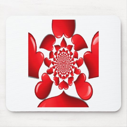 Romantische Red Hearts Patroon Art Print Muismat (Voorkant)