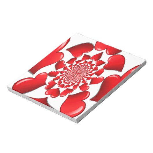 Romantische Red Hearts Patroon Art Print Notitieblok (Linkerzijde)