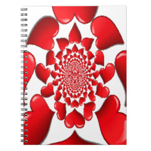 Romantische Red Hearts Patroon Art Print Notitieboek