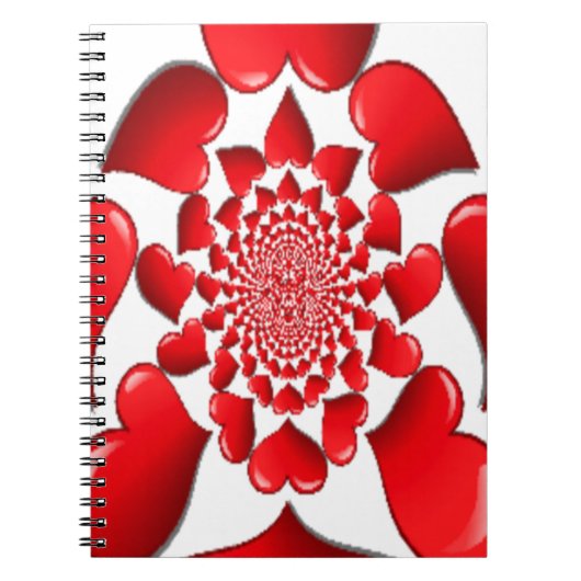 Romantische Red Hearts Patroon Art Print Notitieboek (Voorkant)