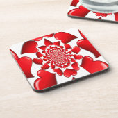 Romantische Red Hearts Patroon Art Print Onderzetter (Linkerzijde)