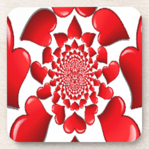Romantische Red Hearts Patroon Art Print Onderzetter