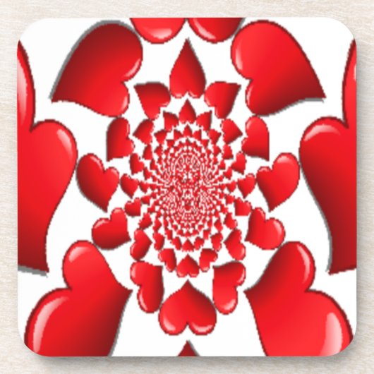 Romantische Red Hearts Patroon Art Print Onderzetter (Voorkant)