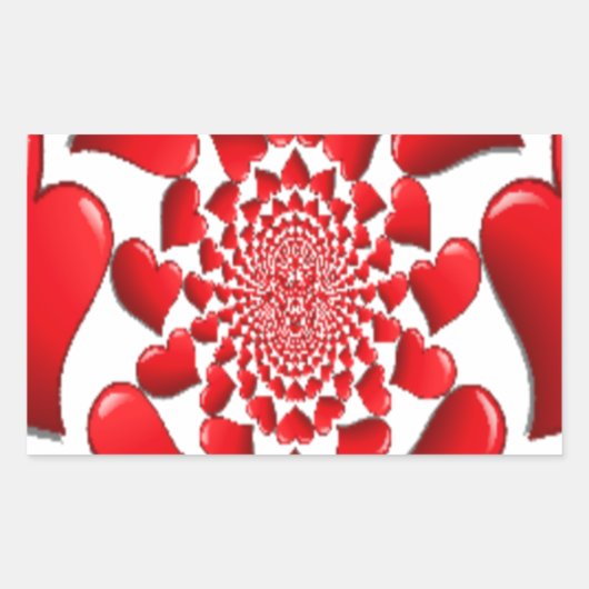 Romantische Red Hearts Patroon Art Print Rechthoekige Sticker (Voorkant)