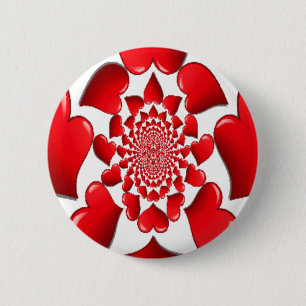 Romantische Red Hearts Patroon Art Print Ronde Button 5,7 Cm