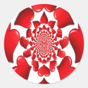 Romantische Red Hearts Patroon Art Print Ronde Sticker