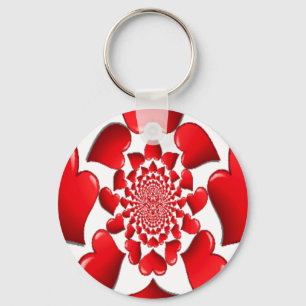 Romantische Red Hearts Patroon Art Print Sleutelhanger