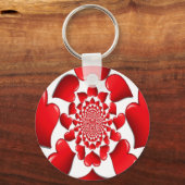 Romantische Red Hearts Patroon Art Print Sleutelhanger (Voorkant)