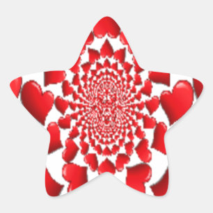 Romantische Red Hearts Patroon Art Print Ster Sticker
