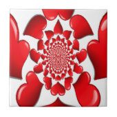 Romantische Red Hearts Patroon Art Print Tegeltje (Voorkant)