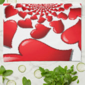 Romantische Red Hearts Patroon Art Print Theedoek (Gevouwen)