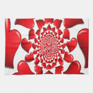 Romantische Red Hearts Patroon Art Print Theedoek