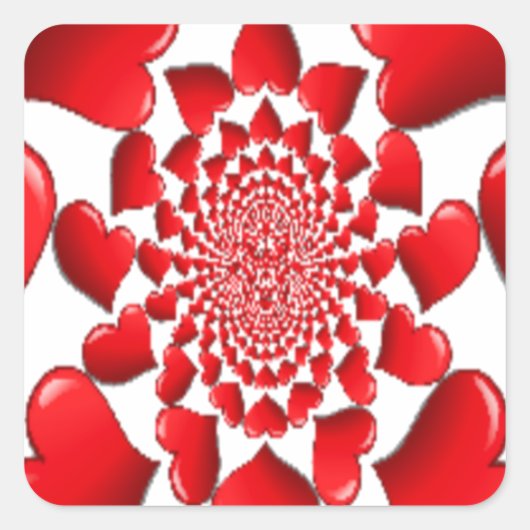 Romantische Red Hearts Patroon Art Print Vierkante Sticker (Voorkant)