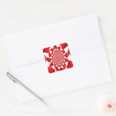 Romantische Red Hearts Patroon Art Print Vierkante Sticker (Envelop)