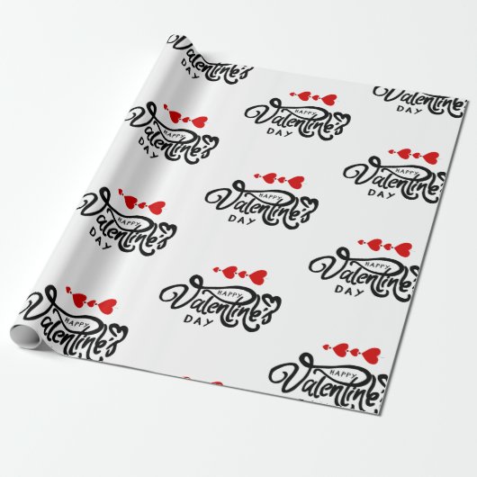 Romantische Red Hearts Valentijn's Day Design Cadeaupapier (Uitgerold)