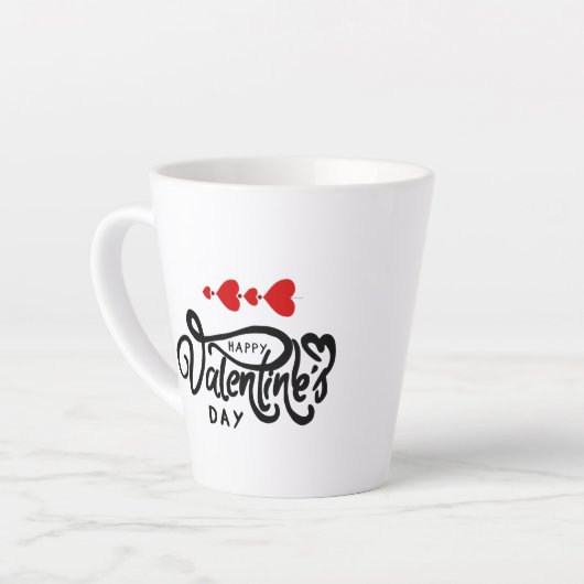 Romantische Red Hearts Valentijn's Day Design Latte Mok (Linkerhoek)