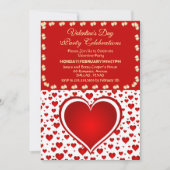 Romantische Red Raining Hearts Valentijnsdag Party Kaart (Voorkant)