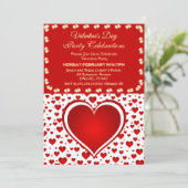 Romantische Red Raining Hearts Valentijnsdag Party Kaart (Staand voorkant)