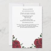 Romantische Red Rose Bourgondië Elegantie bruiloft Kaart (Achterkant)