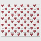 Romantische Red Rose Heart Love Cadeaupapier (Vlak)