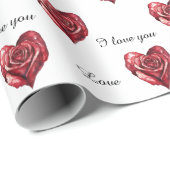 Romantische Red Rose Heart Love Cadeaupapier (Rol Hoek)