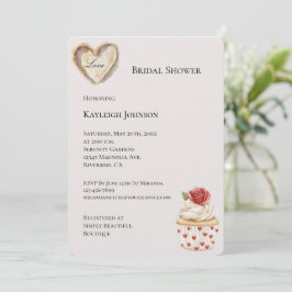 Romantische Red Rose Hearts Cupcake Vrijgezellenfe Kaart