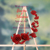 Romantische Red Rose Wedding Welkomstbord - Aangep Acryl Bord (Neutraal)