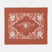 Romantische Red Rust Shabby Chic Mr. & Mrs. Floral Fleece Deken (Voorkant (Horizontaal))