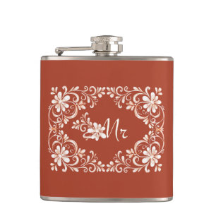 Romantische Red Rust Shabby Chic Mr. Wedding Flask Heupfles